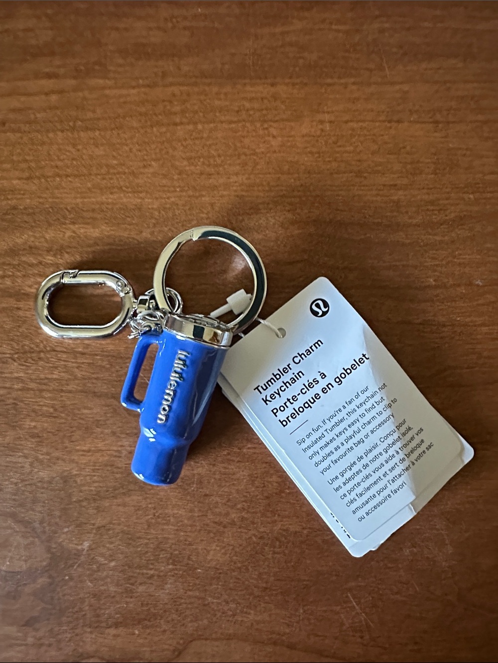 Lululemon Prep Blue Tumbler Charm Keychain NWT